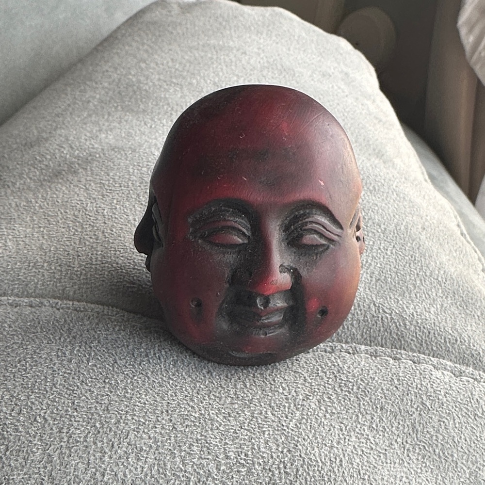 Crimson Serenity Buddha Head Sculpture